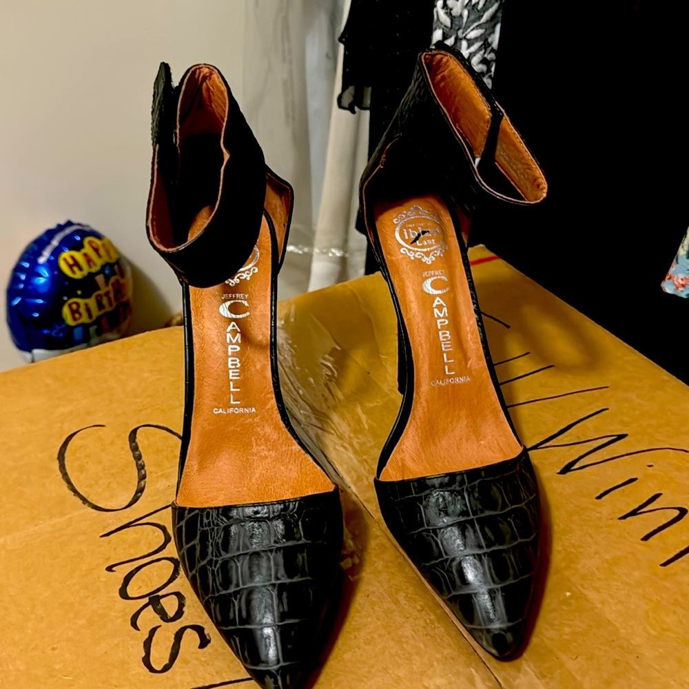 Jeffrey Campbell, 4 inch heels with Velcro ankle strap